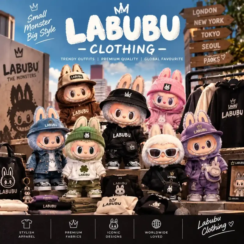 Labubu clothes wearing trendy and stylish miniature outfit